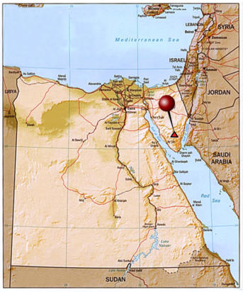 Lage des Mosesberges auf der Halbinsel Sinai
