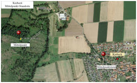 Lageplan mit der "echten" und der symbolische Mitte in Krebeck