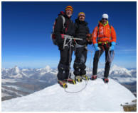 Drei glckliche Bergsteiger auf der Dufourspitze