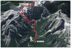 Unsere Aufstiegsroute